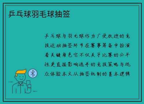 乒乓球羽毛球抽签